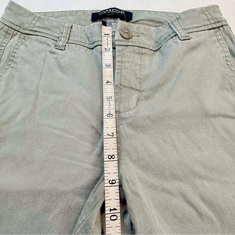 Liverpool Los Angeles Olive Green Boyfriend Cut Soft Khaki Pants  Cuffed Ankle - Picture 9 of 16